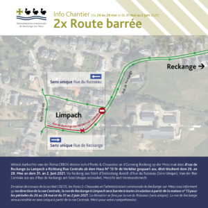 Info Chantier: 2x Route barrée