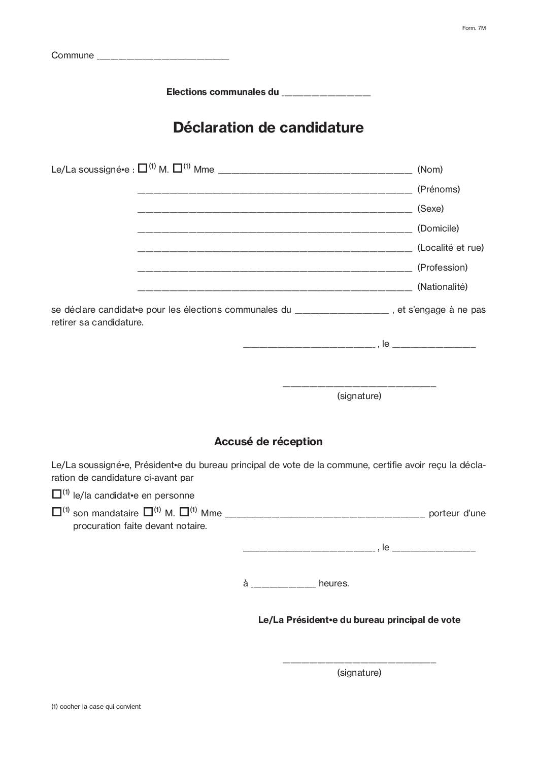 Elections communales du 11 juin 2023 - Déclaration de candidature