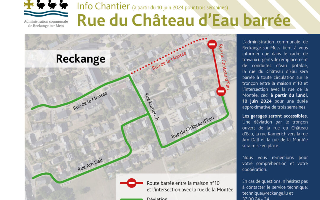 Info Chantier – Rue du Château d’Eau barrée