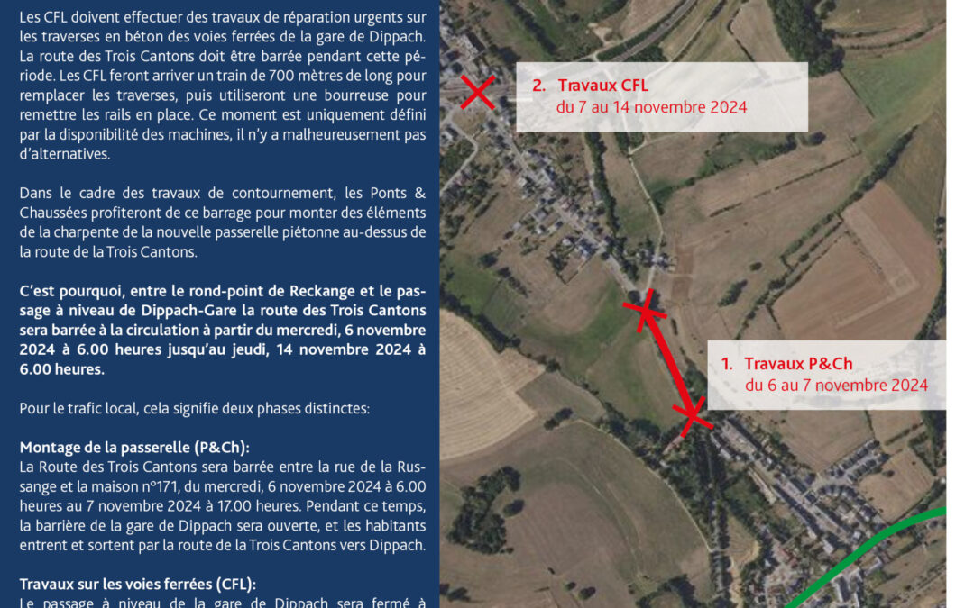 Route des Trois Cantons barrée du 6 au 14 novembre 2024