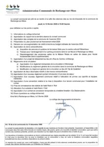 Convocation à la prochaine séance publique du conseil communal - 12.02.2026