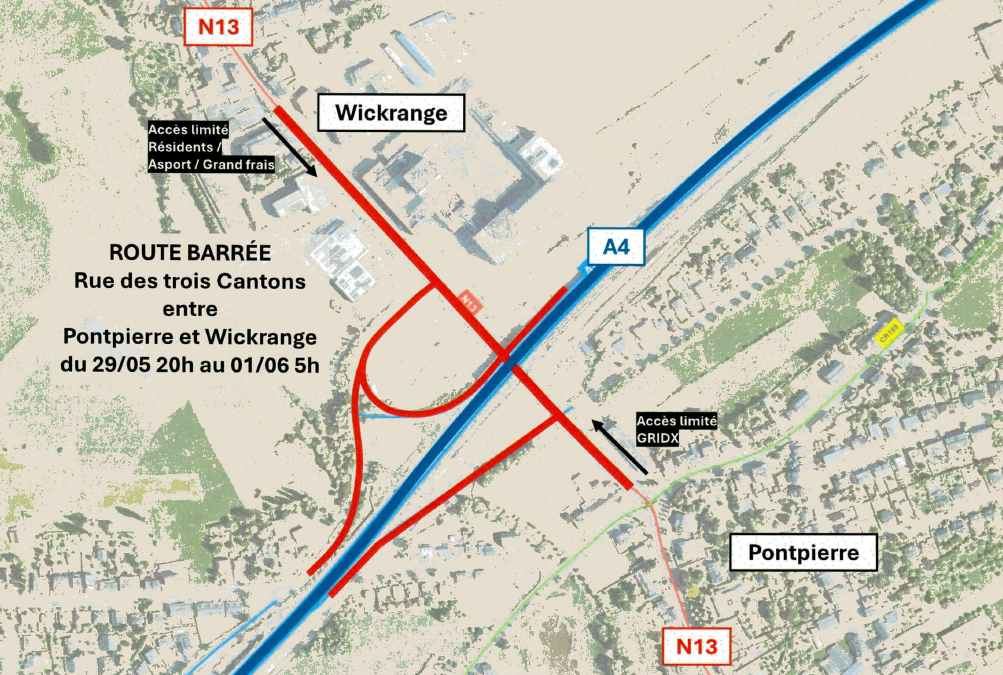 Avis au public – Route barrée : rue des Trois Cantons à Wickrange