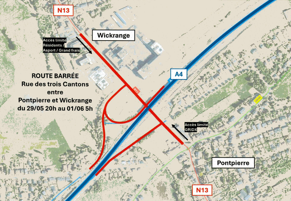 Avis au public – Route barrée : rue des Trois Cantons à Wickrange