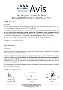 26.06.2026: Plan canicule - dispense de cours