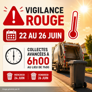 Modification des horaires de collecte des déchets du 24 au 26 juin pour cause de canicule