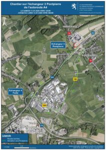 Autobunn A4 Richtung Esch-Uelzecht: Sortie Steebrécken wéinst Chantier gespaart