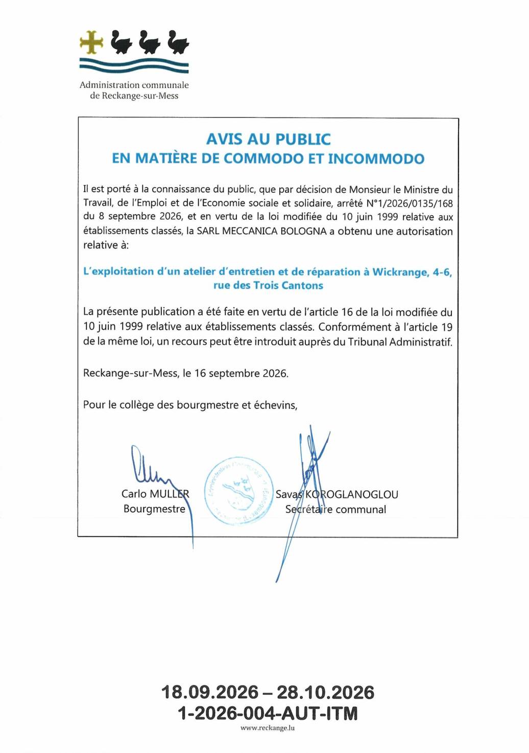 Autorisation: exploitation d&rsquo;un atelier d&rsquo;entretien et de réparation