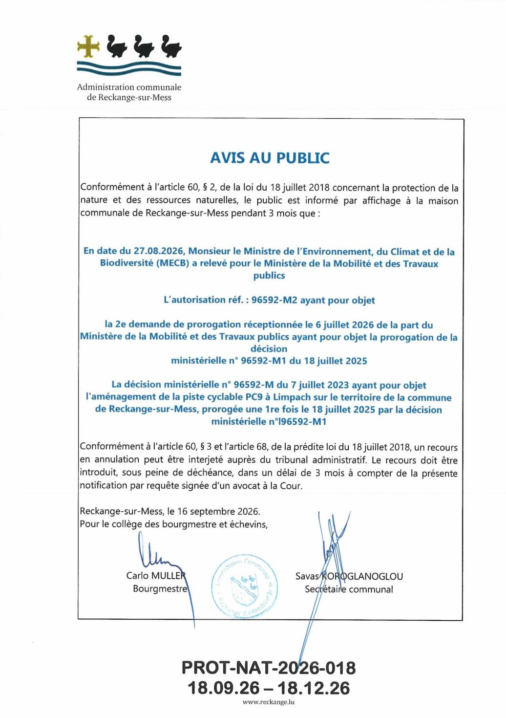 2e prorogation: aménagement de la piste cyclable PC9