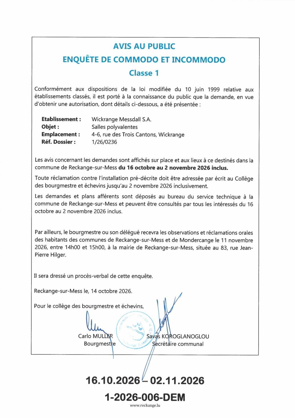 Demande d'autorisation: Salles polyvalentes, GridX